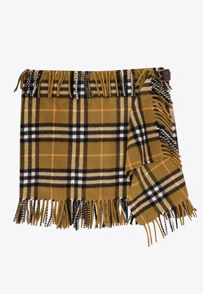 BURBERRY WOOL CHECKED MINI SKIRT