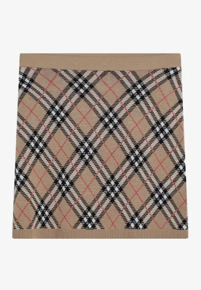 Burberry Wool Checked Mini Skirt In Multi