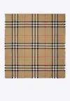 Burberry Wool Checked Scarf In Brown