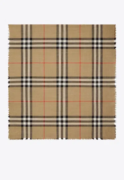 Burberry Wool Checked Scarf In Multi