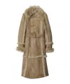 Burberry Shearling Coat In Brown