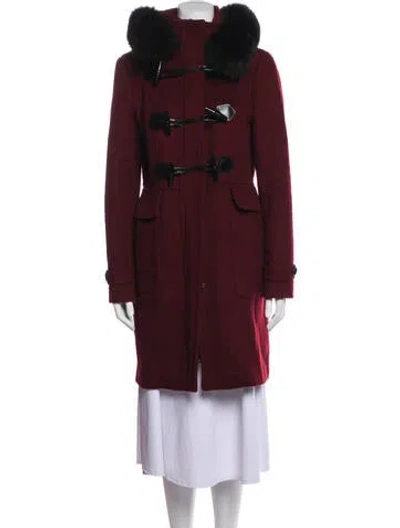 Pre-owned Burberry Wool Coat In Burgundy