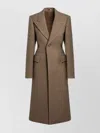 Burberry Wool Coat With Belted Back And Flap Pockets In Brown