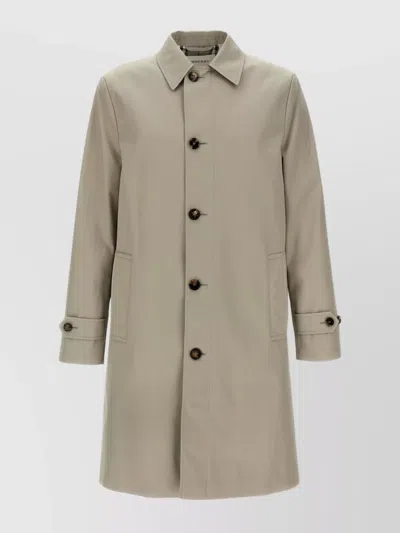 BURBERRY WOOL COAT WITH NOTCHED LAPELS AND SIDE POCKETS