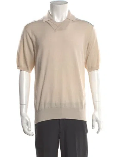Pre-owned Burberry Wool Collar Polo Shirt W/ Tags In Neutrals