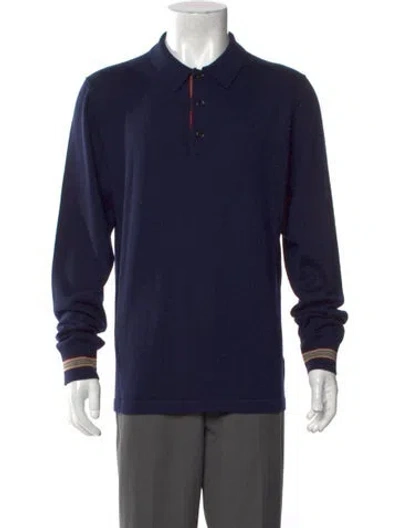 Pre-owned Burberry Wool Collar Polo Sweater In Black