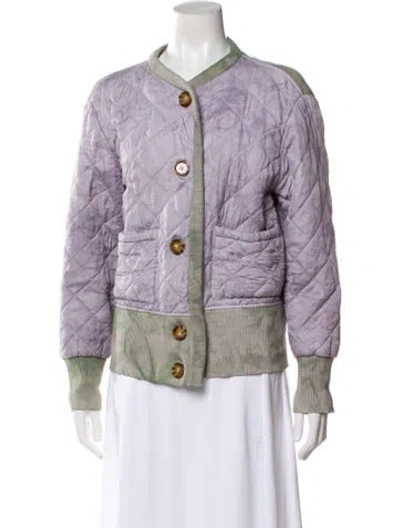 Pre-owned Burberry Wool Colorblock Pattern Jacket In Purple