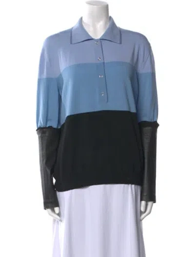 Pre-owned Burberry Wool Colorblock Pattern Sweater In Blue