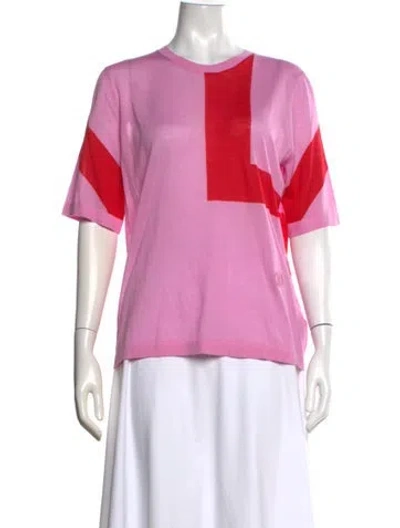 Pre-owned Burberry Wool Colorblock Pattern Sweater In Pink