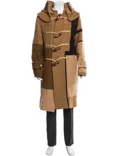 Pre-owned Burberry Wool Colorblock Pattern Trench Coat In Brown