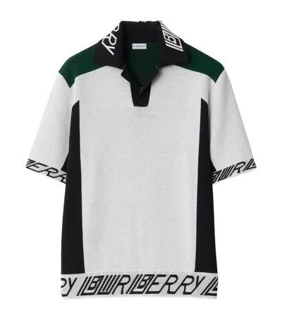Burberry Wool Colourblock Polo Shirt In White