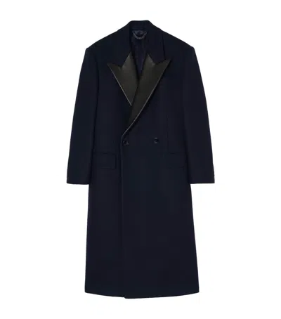 Burberry Wool Crathorne Tuxedo Coat In Blue