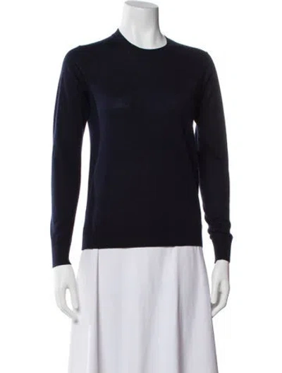 Pre-owned Burberry Wool Crew Neck Sweater In Blue