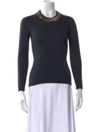 Pre-owned Burberry Wool Crew Neck Sweater In Blue