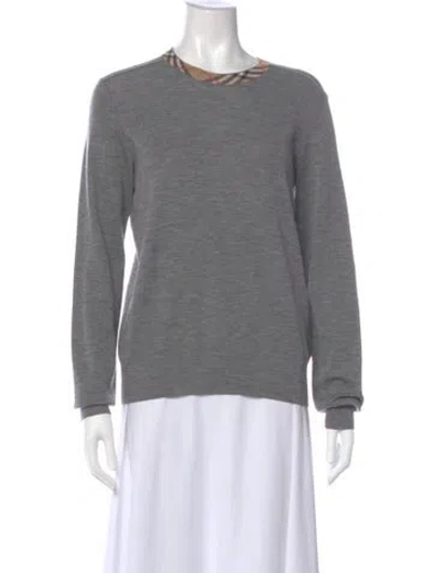 Pre-owned Burberry Wool Crew Neck Sweater In Gray