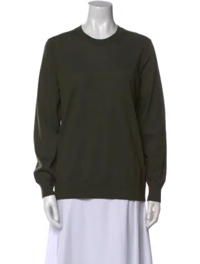 Pre-owned Burberry Wool Crew Neck Sweater In Green