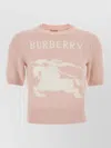 Burberry Wool Crew Neck Sweater Short Sleeves In Pink