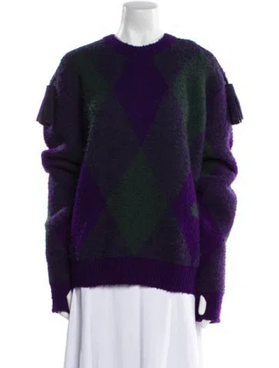 Pre-owned Burberry Wool Crew Neck Sweater W/ Tags In Purple