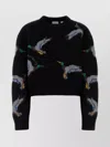 Burberry Wool Crew Neck Sweater With Duck Pattern