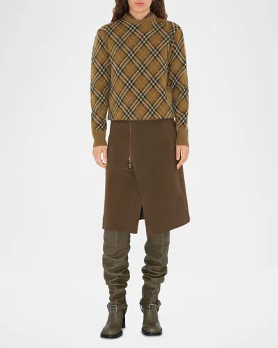 Burberry Wool Check Crewneck Sweater In Nest Ip Check