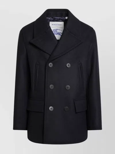 Burberry Wool Double Breasted Coat With Notched Lapels In Animal Print