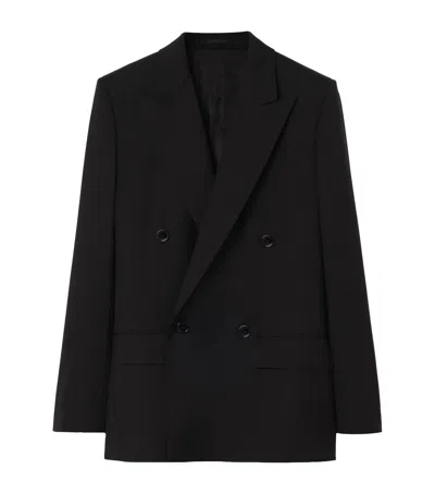 Burberry Wool Double-breasted Blazer In Black