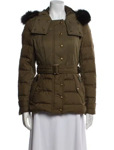 Pre-owned Burberry Wool Down Jacket In Green