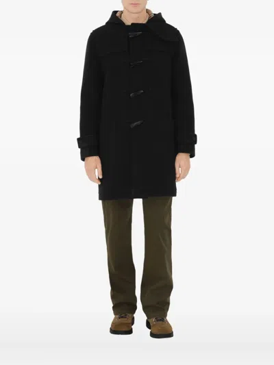 Burberry Wool Duffle Coat In Black