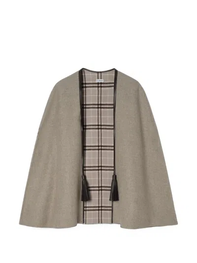 Burberry Wool Eden Cape In Gray