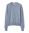 Burberry Wool Embroidered B Shield Cardigan In Blue