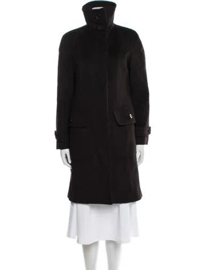 Pre-owned Burberry Wool Faux Fur Coat In Black
