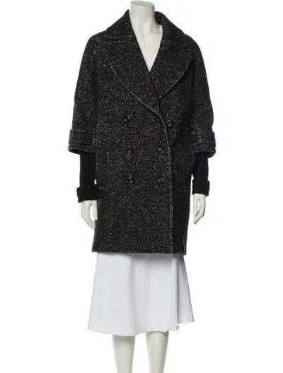 Pre-owned Burberry Wool Faux Fur Coat In Black