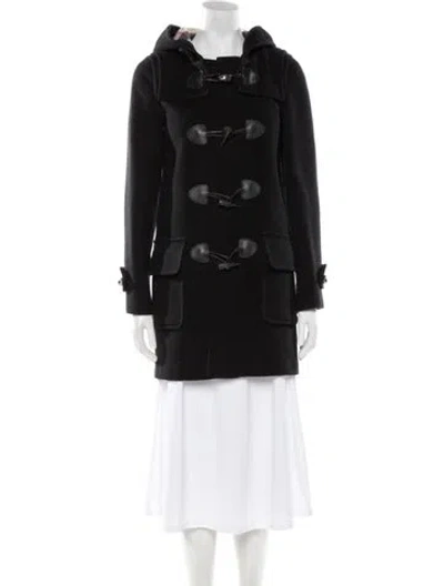 Pre-owned Burberry Wool Faux Fur Coat In Black