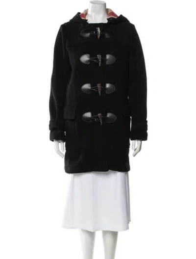 Pre-owned Burberry Wool Faux Fur Coat In Black