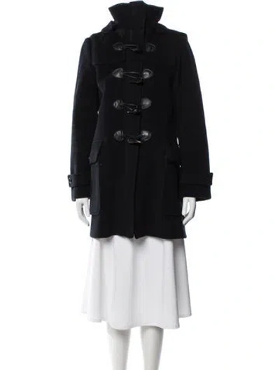 Pre-owned Burberry Wool Faux Fur Coat In Black