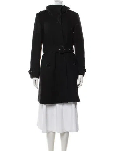 Pre-owned Burberry Wool Faux Fur Coat In Black