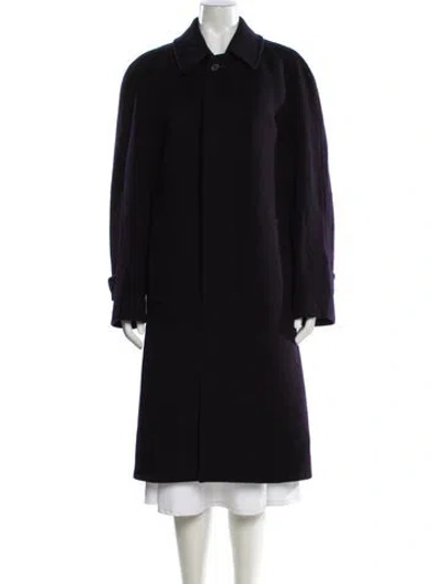 Pre-owned Burberry Wool Faux Fur Coat In Blue