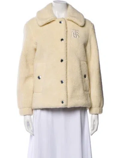 Pre-owned Burberry Wool Faux Fur Jacket In Neutral