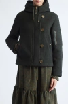 Burberry Wool Felt Hooded Jacket In Black