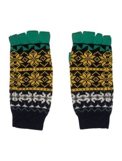Pre-owned Burberry Wool Fingerless Gloves In Blue