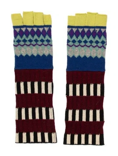 Pre-owned Burberry Wool Fingerless Gloves In Burgundy