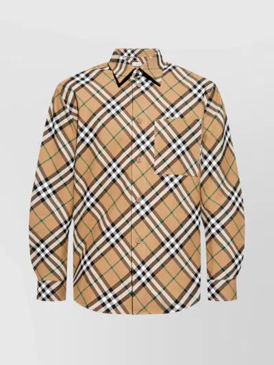 Burberry Wool Flannel Check Shirt In Brown