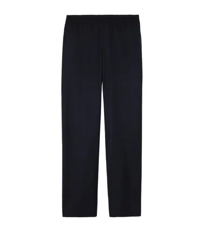 Burberry Wool Flannel Track Pants In Blue