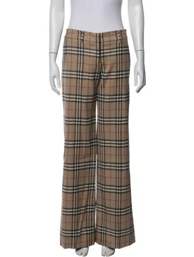 Pre-owned Burberry Wool Flared Pants In Brown