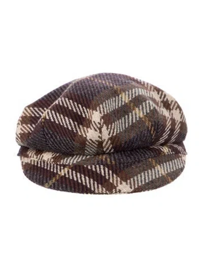 Pre-owned Burberry Wool Flat Cap Hat In Brown