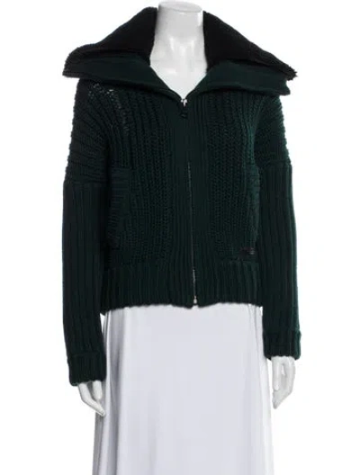 Pre-owned Burberry Wool Fur Jacket In Green