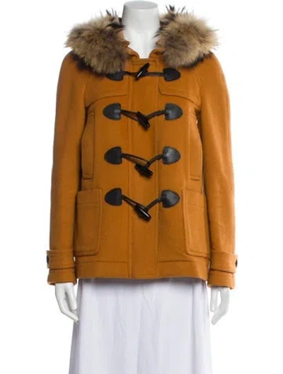 Pre-owned Burberry Wool Fur Jacket In Orange