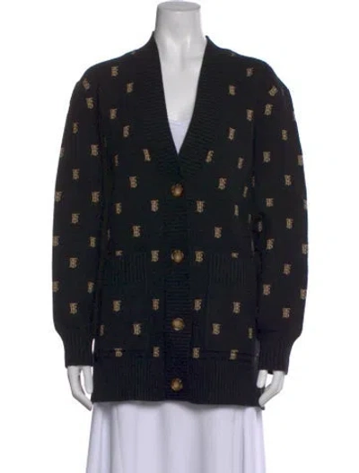 Pre-owned Burberry Wool Graphic Print Sweater In Black