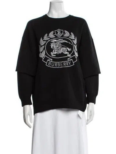 Pre-owned Burberry Wool Graphic Print Sweater In Black