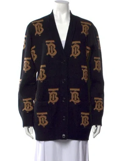 Pre-owned Burberry Wool Graphic Print Sweater In Black